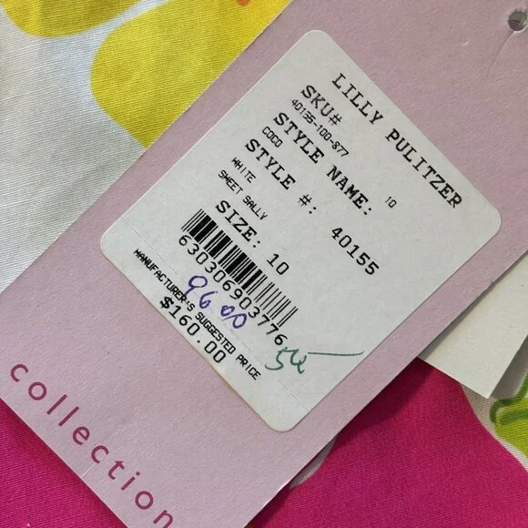 Lilly Pulitzer Floral Print Stretch Pants Size 10 Pink Yellow Cotton Blend - Picture 13 of 14